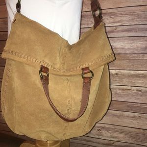 LUCKY BRAND Suede Leather Shoulder Bag, Caramel